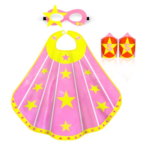 iROLEWIN Superhero Cape Set for Kids - Costume with Mask and Bracelet, Ages 3-9