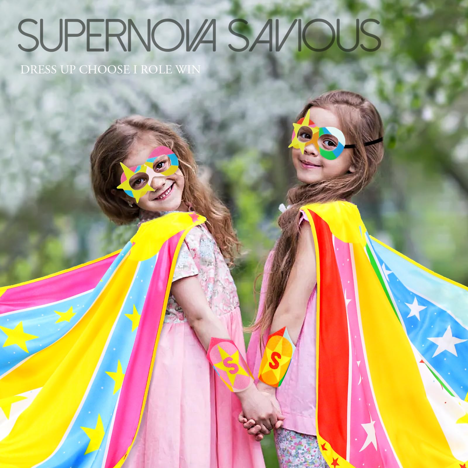 iROLEWIN Superhero Cape Set for Kids – Includes Mask and Bracelet, Ages 3-9