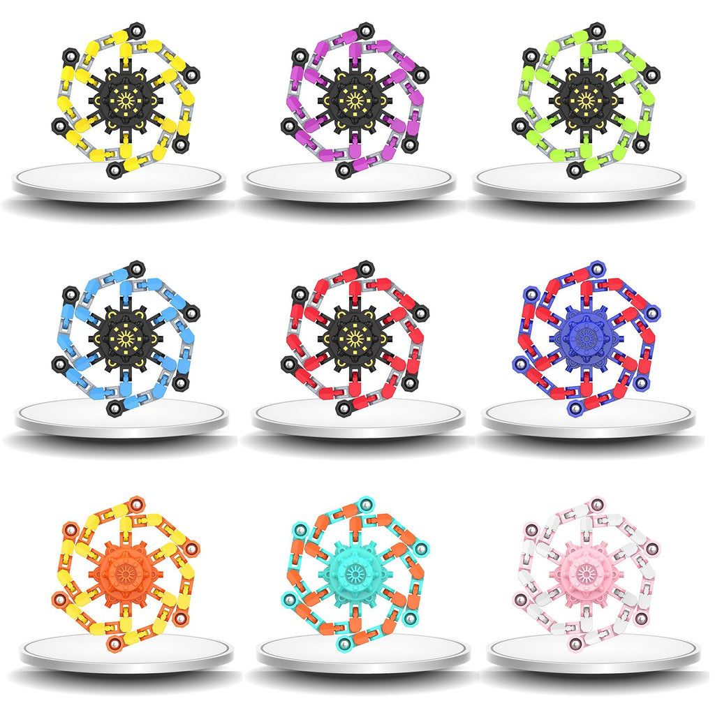 Irvotbes Transformable Fidget Spinners - 9 Pack Deformable Chain Stress Relief Toys for Kids and Adults
