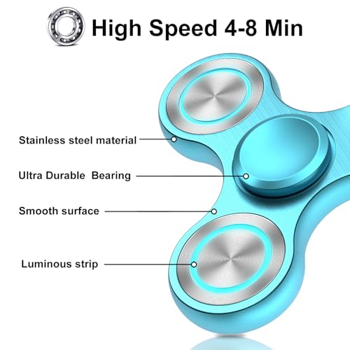 Isapral Metal Fidget Spinner – Glow in the Dark, 4-8 Min Spin, Stainless Steel Bearing, for Adults and Kids