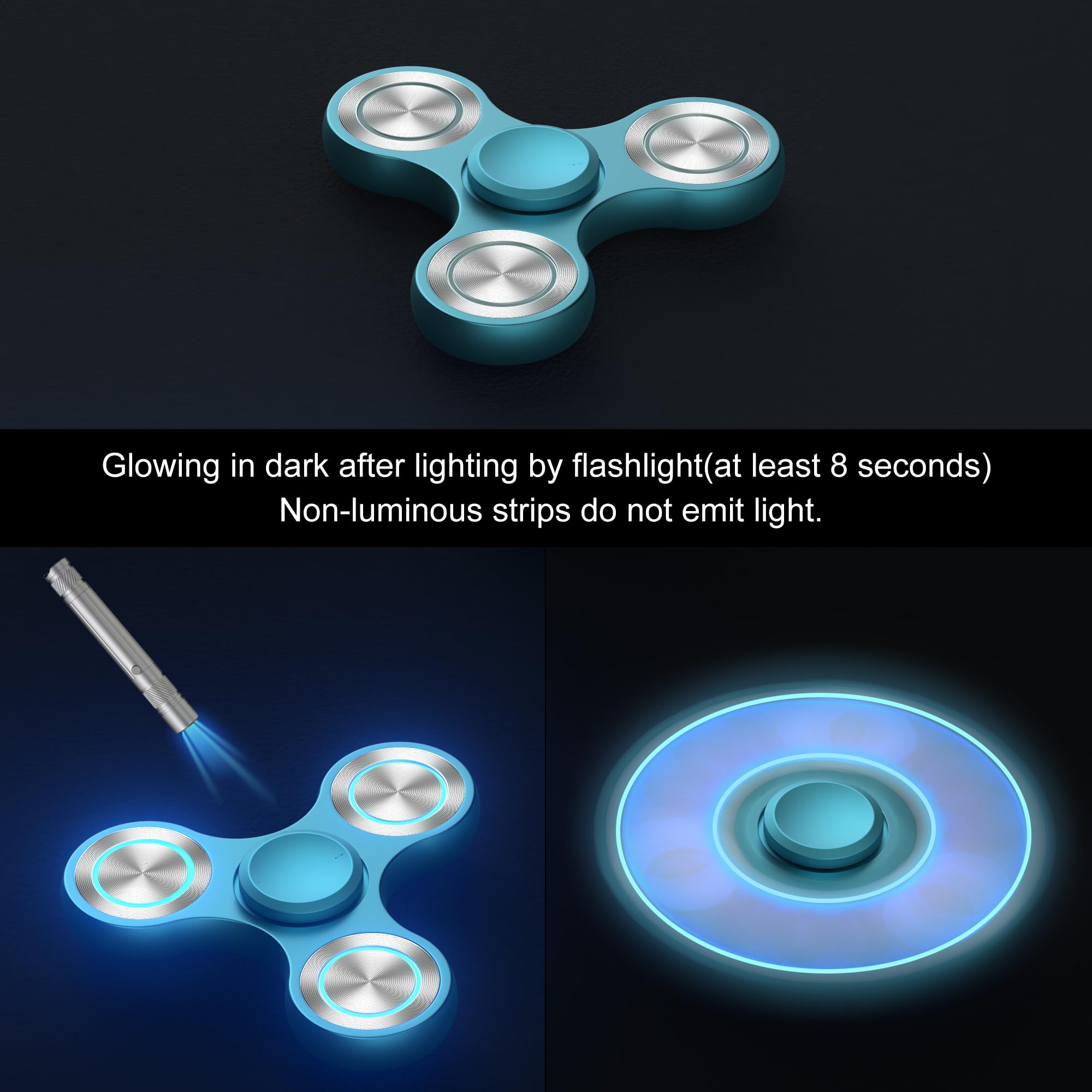 Isapral Metal Fidget Spinner – Glow in the Dark, 4-8 Min Spin, Stainless Steel Bearing, for Adults and Kids