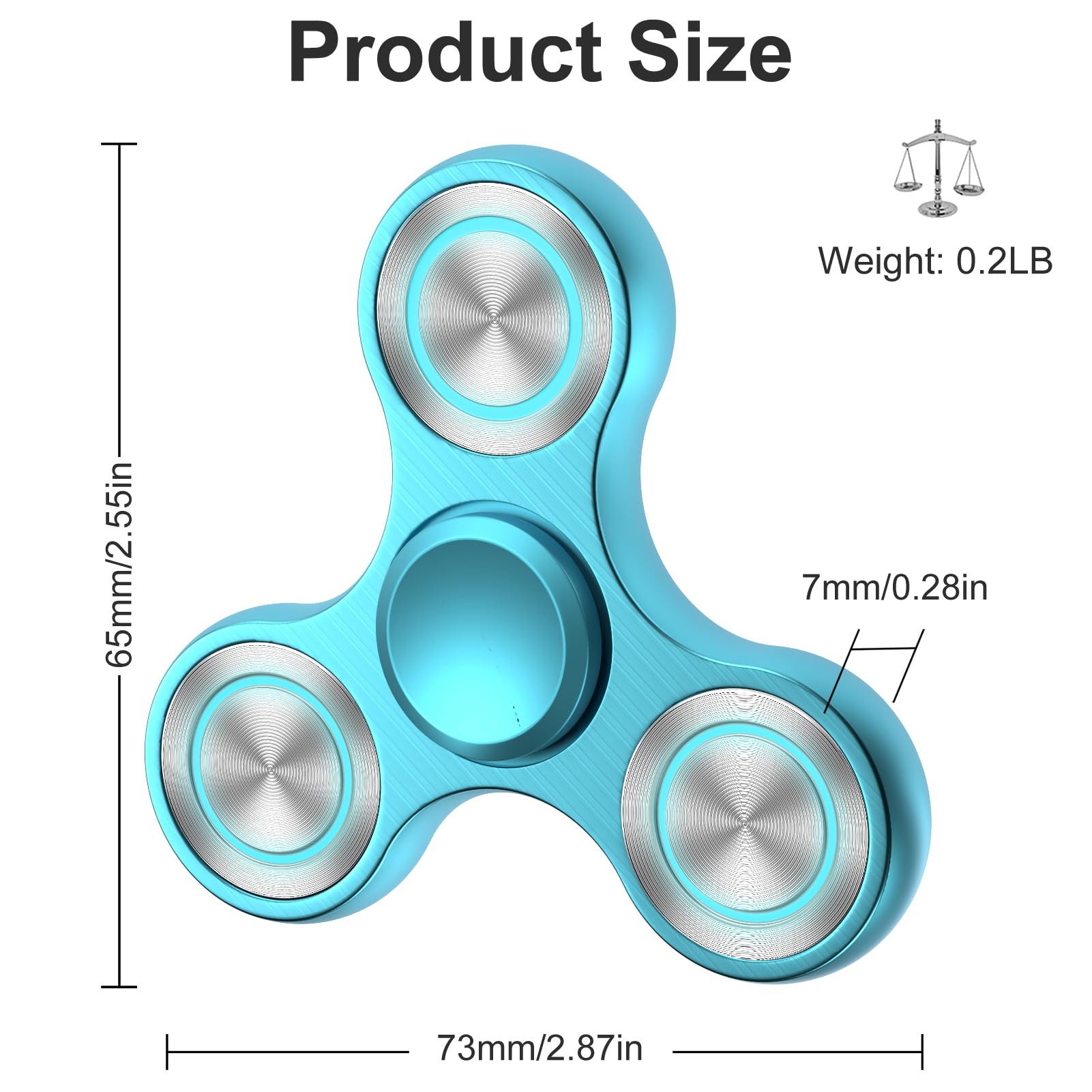 Isapral Metal Fidget Spinner – Glow in the Dark, 4-8 Min Spin, Stainless Steel Bearing, for Adults and Kids