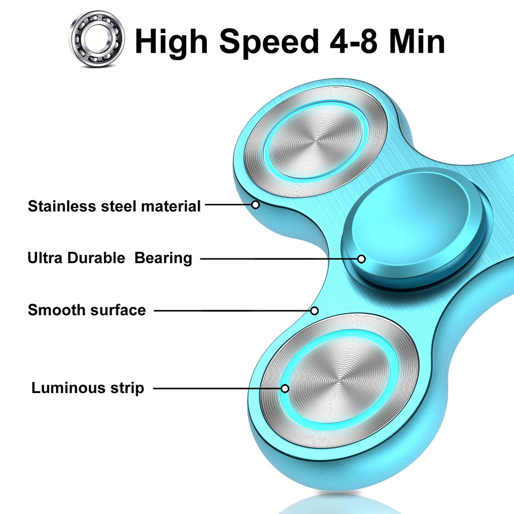 Isapral Metal Fidget Spinner – Glow in the Dark, 4-8 Min Spin, Stainless Steel Bearing, for Adults and Kids