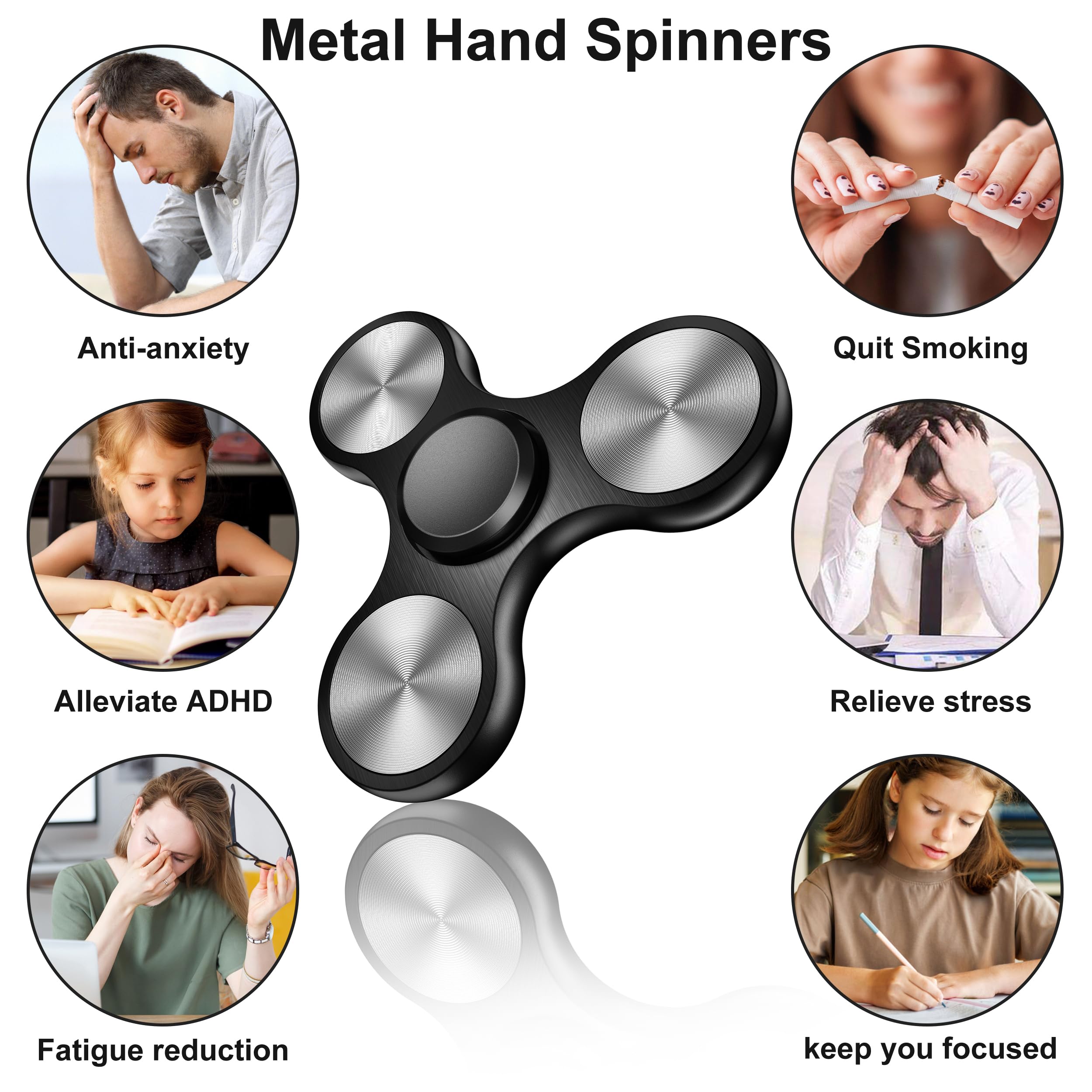 Isapral Metal Fidget Spinner – Stainless Steel Bearing, 4-8 Min Spins, Stress & Anxiety Relief for Kids and Adults