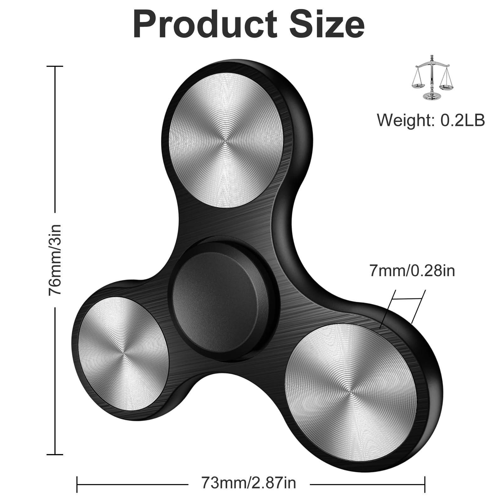 Isapral Metal Fidget Spinner – Stainless Steel Bearing, 4-8 Min Spins, Stress & Anxiety Relief for Kids and Adults