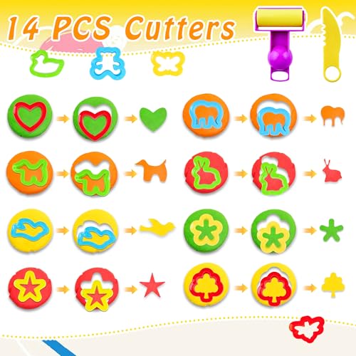 iShyan 30-Piece Kids Dough Play Set - Animal Cutters, Rolling Pins, Safety Scissors & Accessories