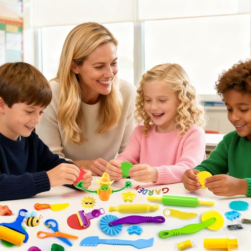 iShyan 30-Piece Kids Dough Play Set - Animal Cutters, Rolling Pins, Safety Scissors & Accessories