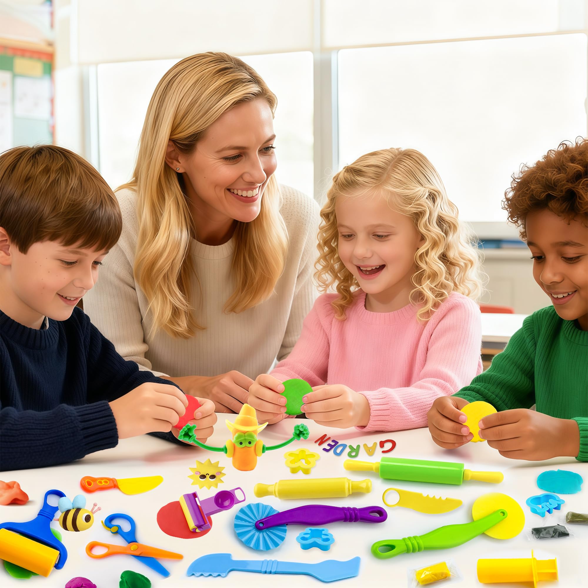 iShyan 30-Piece Kids Dough Play Set - Animal Cutters, Rolling Pins, Safety Scissors & Accessories