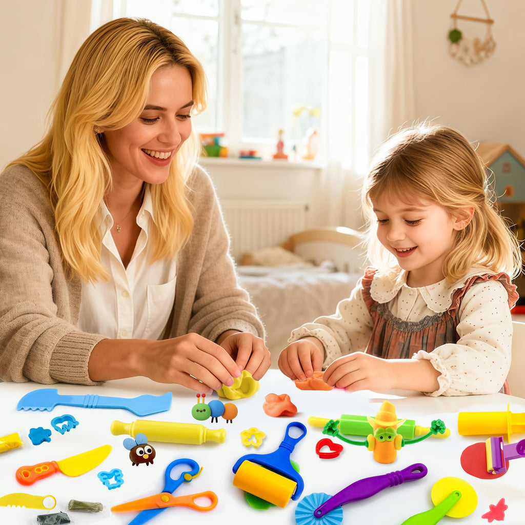 iShyan 30-Piece Kids Dough Play Set - Animal Cutters, Rolling Pins, Safety Scissors & Accessories