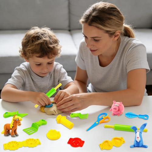 iShyan 33-Piece Dough Tool Set – Rolling Pins, Extruder, Scissors & Molds for Kids