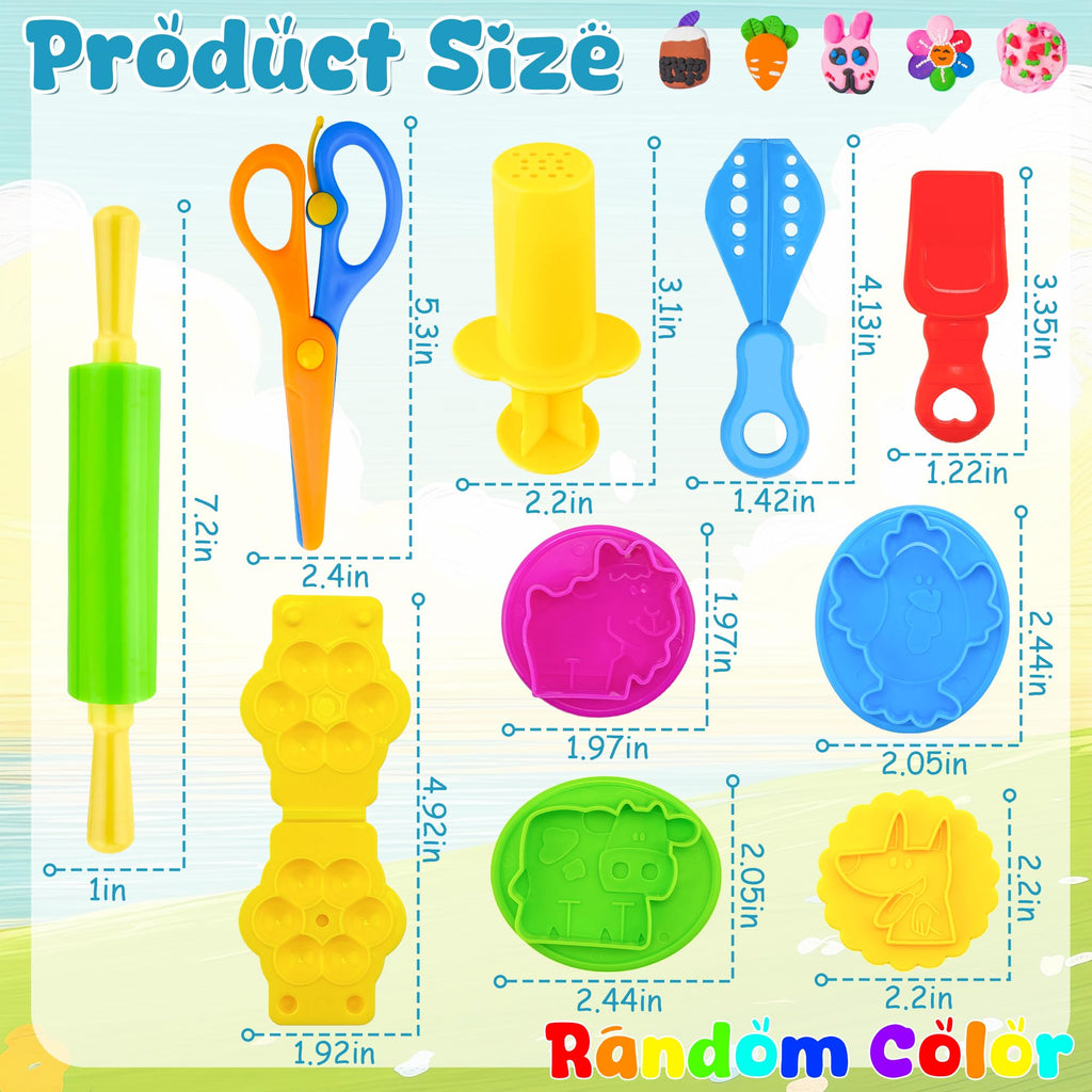 iShyan 33-Piece Dough Tool Set – Rolling Pins, Extruder, Scissors & Molds for Kids