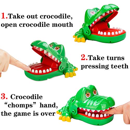 iShyan Crocodile Teeth Game for Kids - Biting Finger Dentist Toy, 1-4 Players, Portable Travel Game