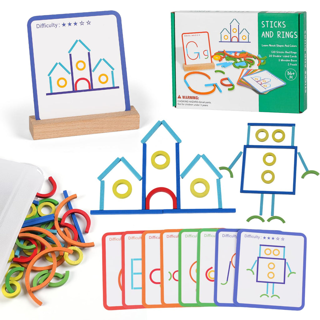 ISMETACU Montessori Wooden STEM Puzzle Toy – Ages 3-6 Fine Motor Skills & Shape Matching