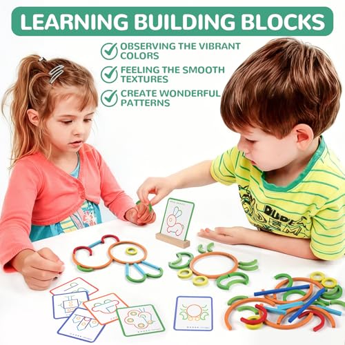 ISMETACU Montessori Wooden STEM Puzzle Toy – Ages 3-6 Fine Motor Skills & Shape Matching