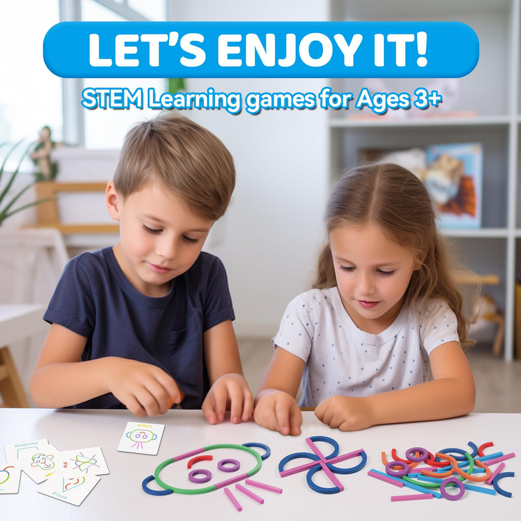 ISMETACU STEM Montessori Puzzle Toy – Shape Matching & Ring Stacking for Ages 3-6