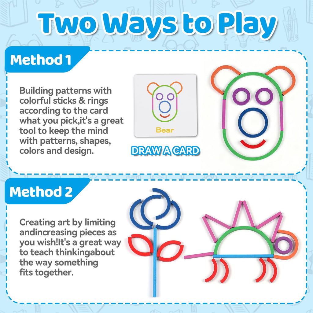 ISMETACU STEM Montessori Puzzle Toy – Shape Matching & Ring Stacking for Ages 3-6