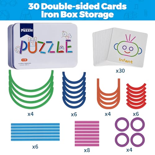 ISMETACU STEM Montessori Puzzle Toy – Shape Matching & Ring Stacking for Ages 3-6