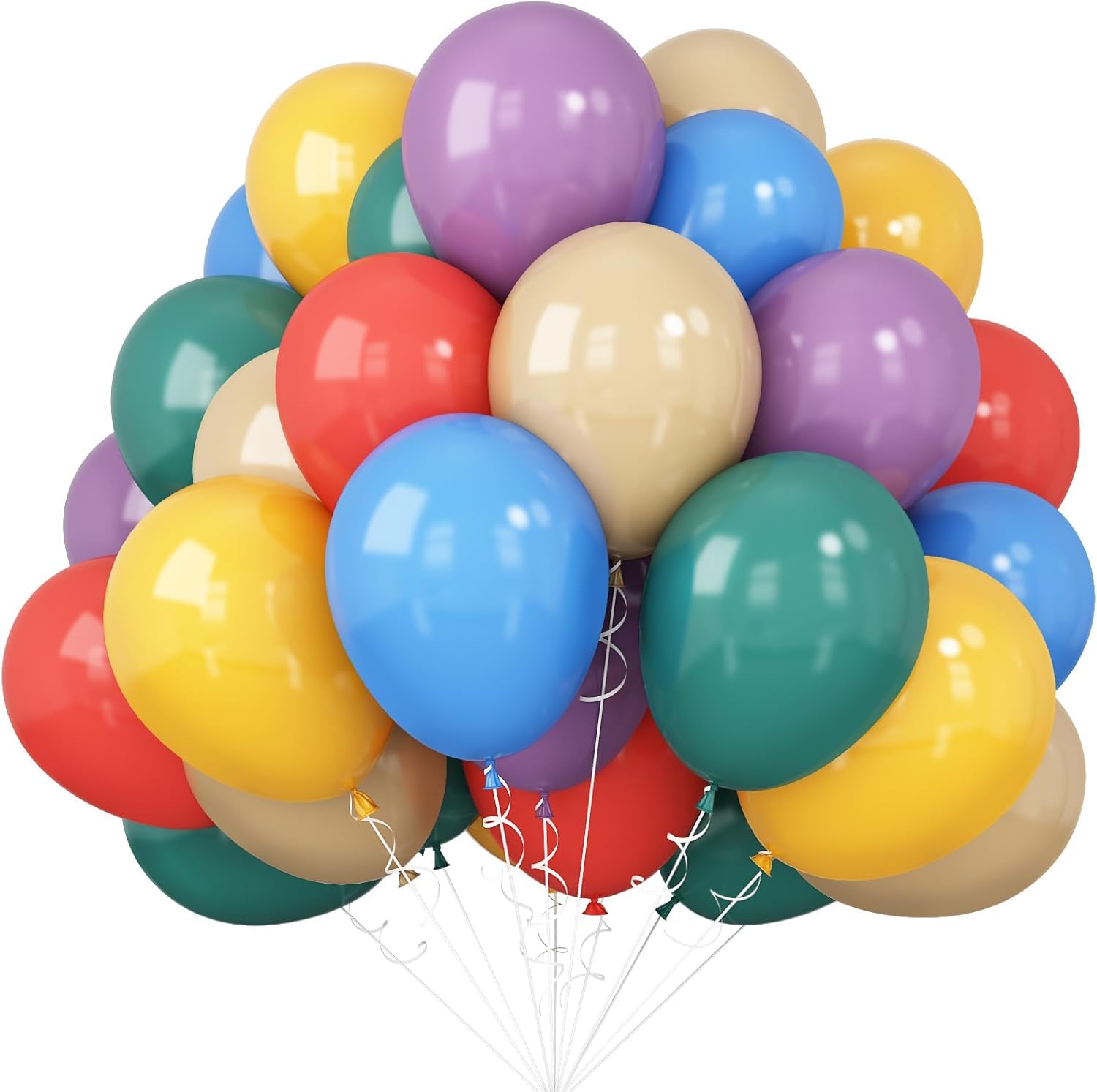 Isndare 60-Pack Rainbow Latex Balloons 12-Inch Assorted Colors for Party Decorations