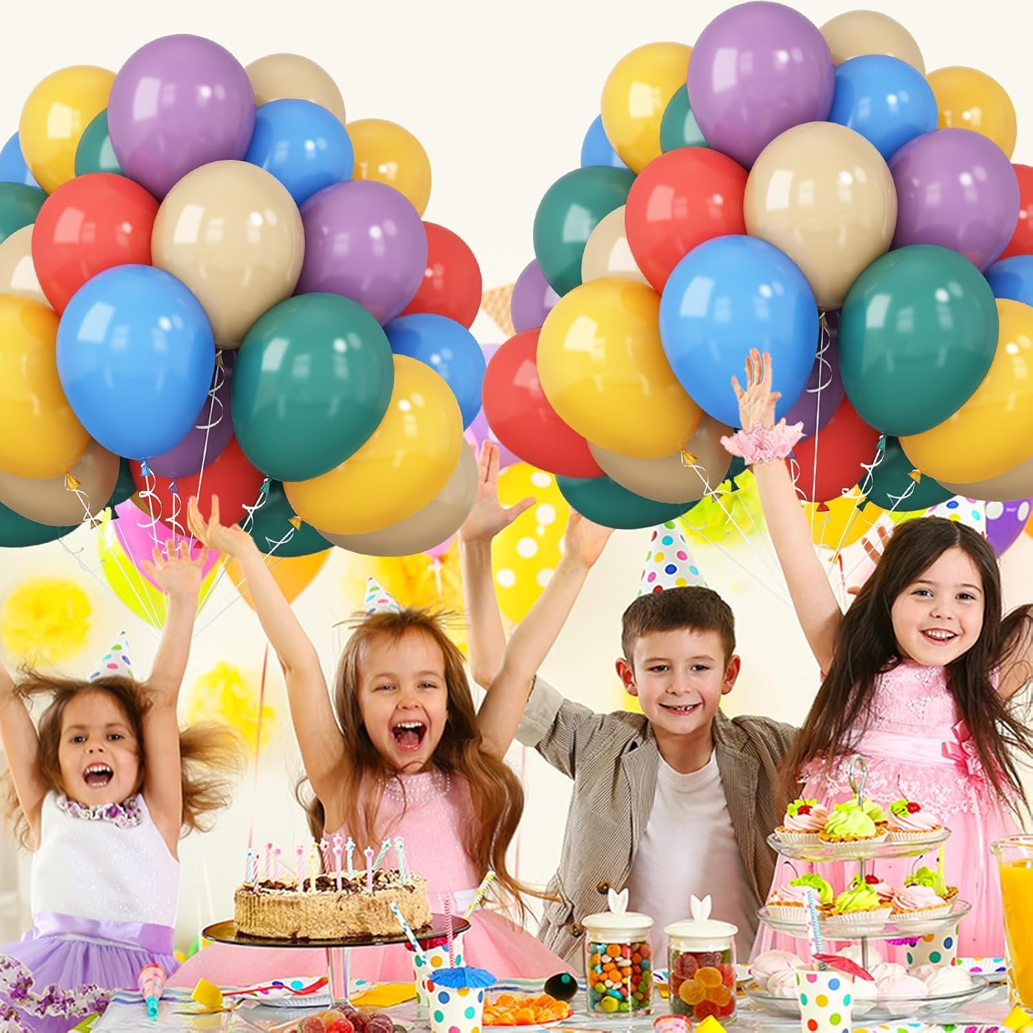 Isndare 60-Pack Rainbow Latex Balloons 12-Inch Assorted Colors for Party Decorations