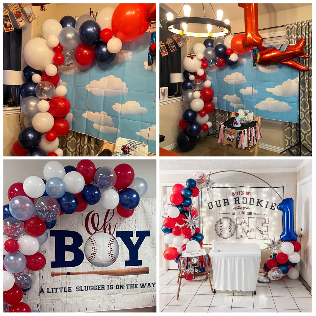 Isndare Red Blue White Balloon Arch Kit - 104 Latex Balloons with Strip & Glue for Baseball, Nautical, 4th of July Party Decor