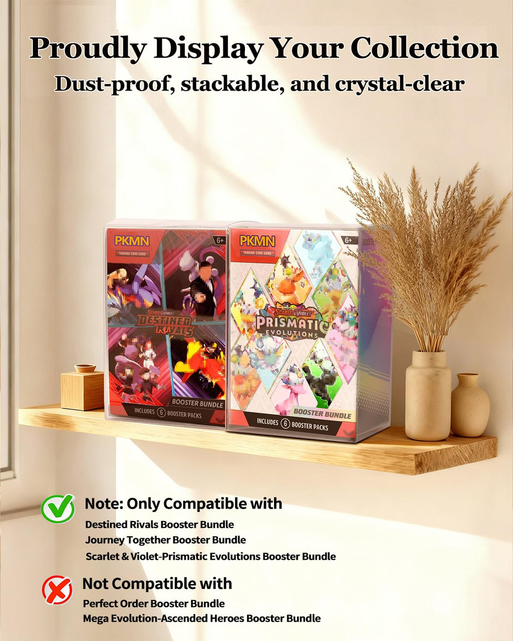 ISPEUIAL 12-Pack Booster Bundle Protector Case - 0.5mm Rigid PET Clear Display for Prismatic Evolutions/Journey Together/Destined Rivals, Dust-Proof & Crush-Resistant