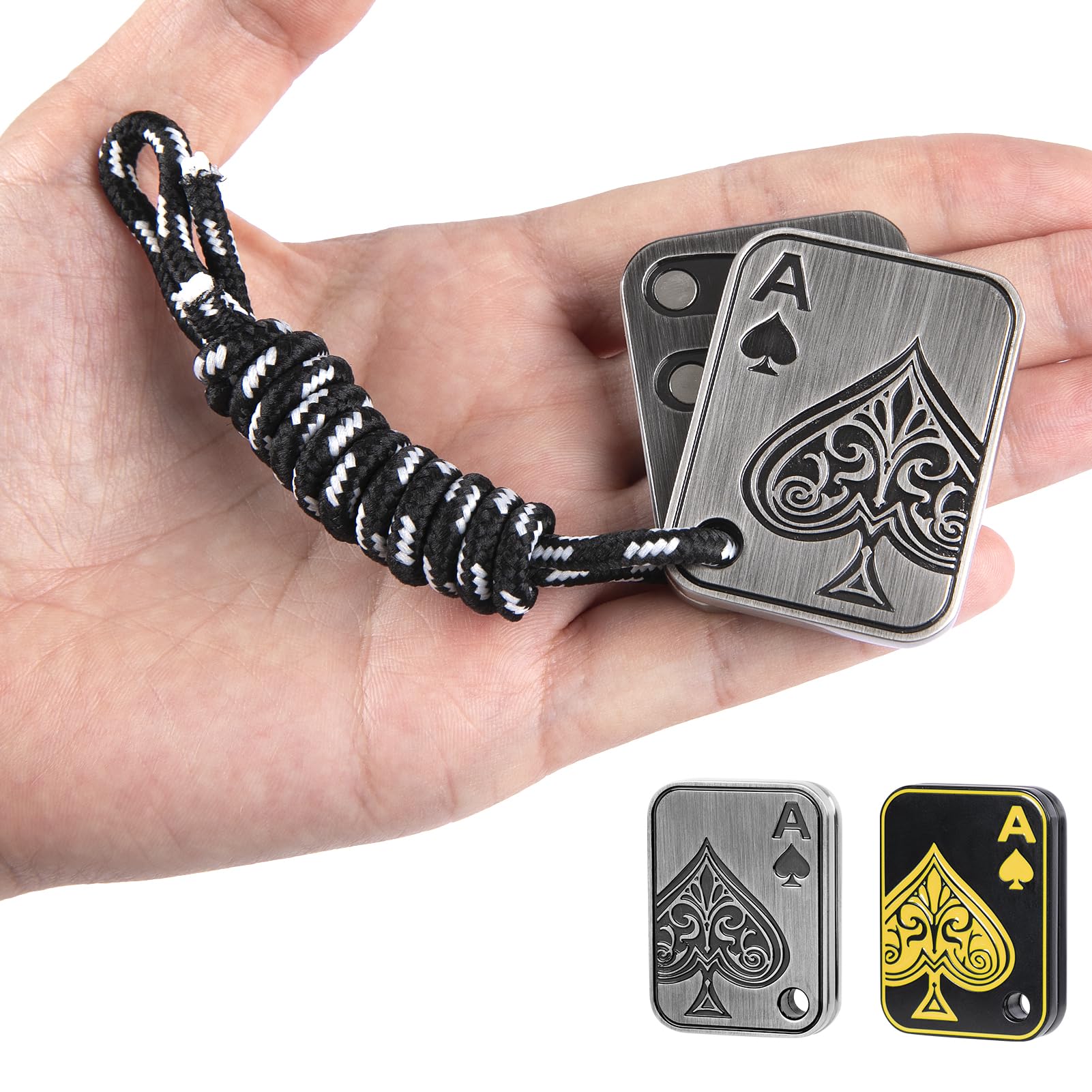 ITOKEY Metal Fidget Slider with Paracord Rope - Poker Card Magnet Toy for Anxiety Relief