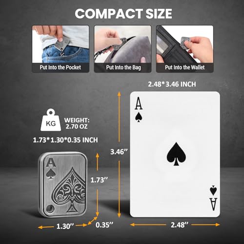 ITOKEY Metal Fidget Slider with Paracord Rope - Poker Card Magnet Toy for Anxiety Relief