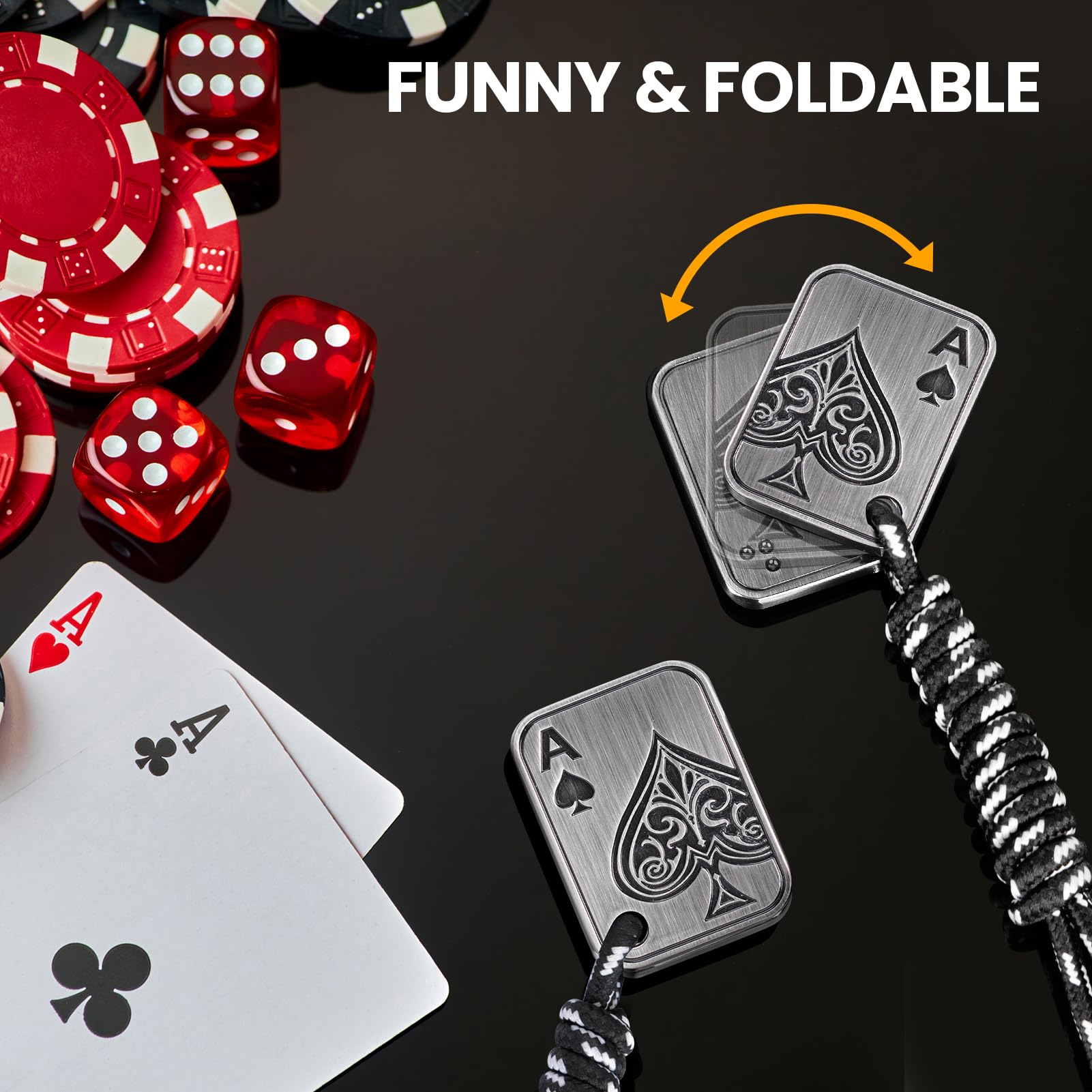 ITOKEY Metal Fidget Slider with Paracord Rope - Poker Card Magnet Toy for Anxiety Relief