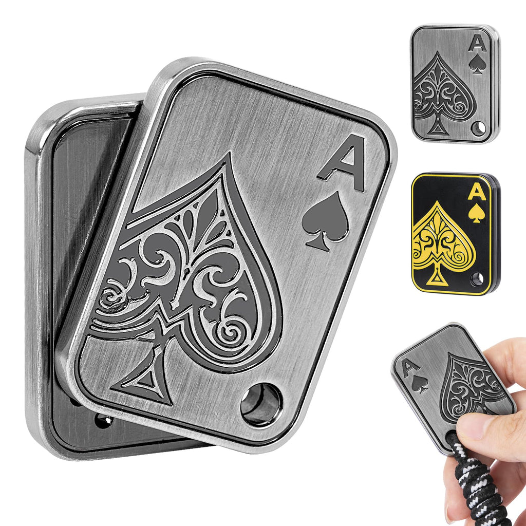 ITOKEY Metal Fidget Slider with Paracord Rope - Poker Card Magnet Toy for Anxiety Relief