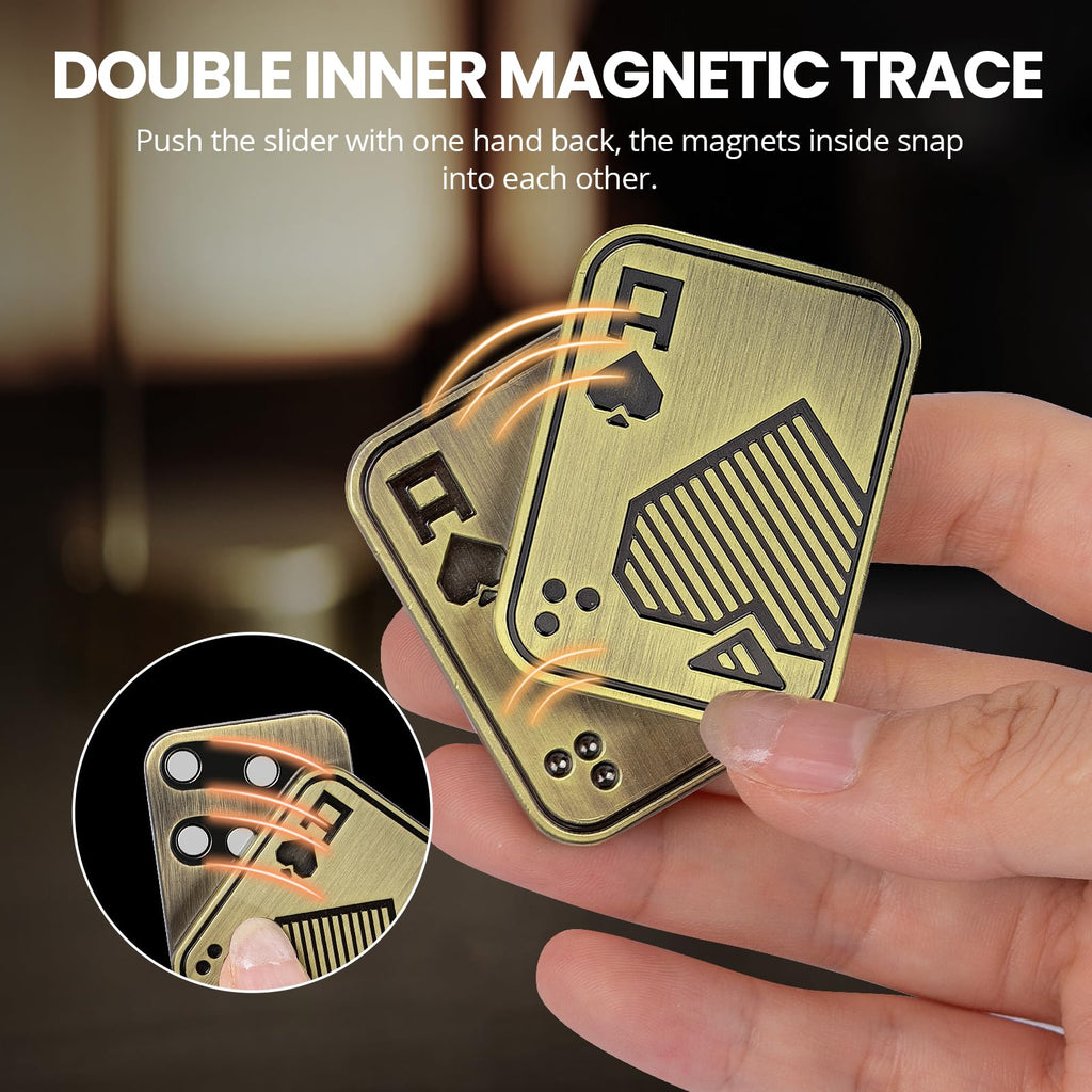 ITOKEY Metal Magnetic Fidget Slider – EDC Poker Card Desk Toy for Stress Relief, Click Sound, Gifts for Adults with ADHD