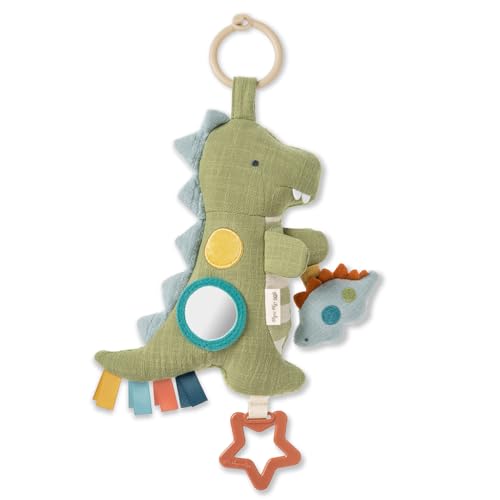 Itzy Ritzy Bitzy Traveler Dinosaur Car Seat & Stroller Toy – Sensory Crinkle Rattle Textures