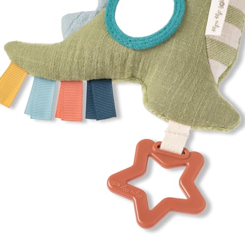 Itzy Ritzy Bitzy Traveler Dinosaur Car Seat & Stroller Toy – Sensory Crinkle Rattle Textures