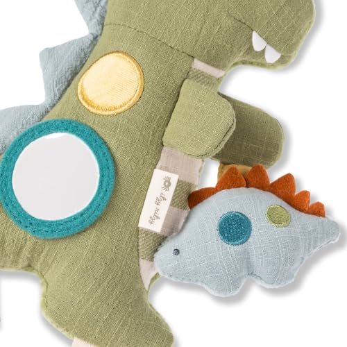 Itzy Ritzy Bitzy Traveler Dinosaur Car Seat & Stroller Toy – Sensory Crinkle Rattle Textures
