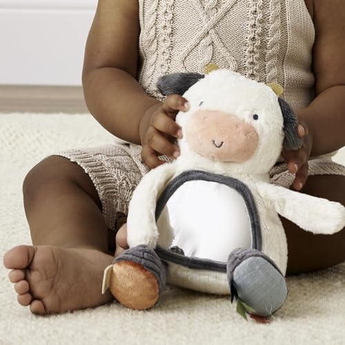 Itzy Ritzy Cow Tummy Time Mirror with Crinkle & Jingle Sounds for Sensory Play