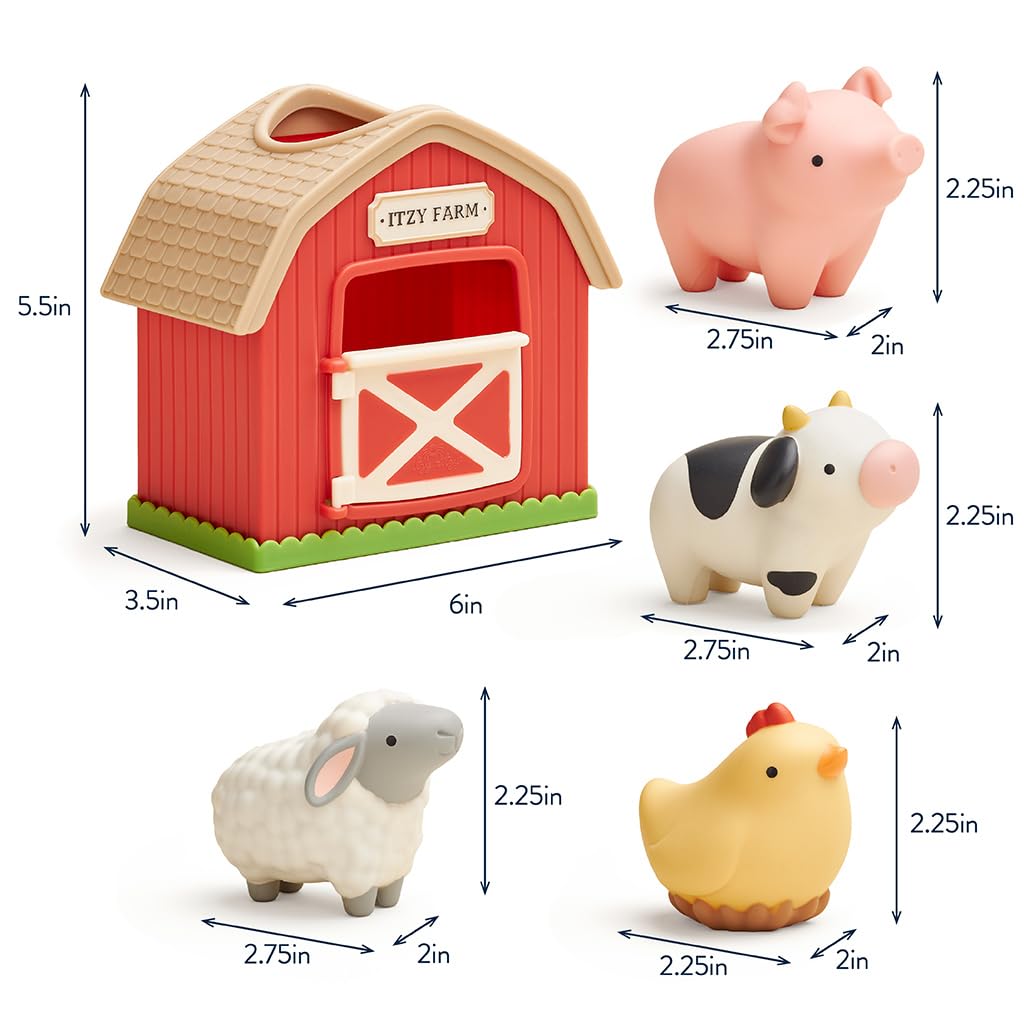 Itzy Ritzy Put & Take Activity Toy – Sensory Farm Set with 4 Squeezable Pieces for Infants & Toddlers