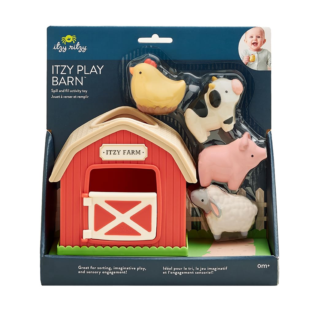 Itzy Ritzy Put & Take Activity Toy – Sensory Farm Set with 4 Squeezable Pieces for Infants & Toddlers