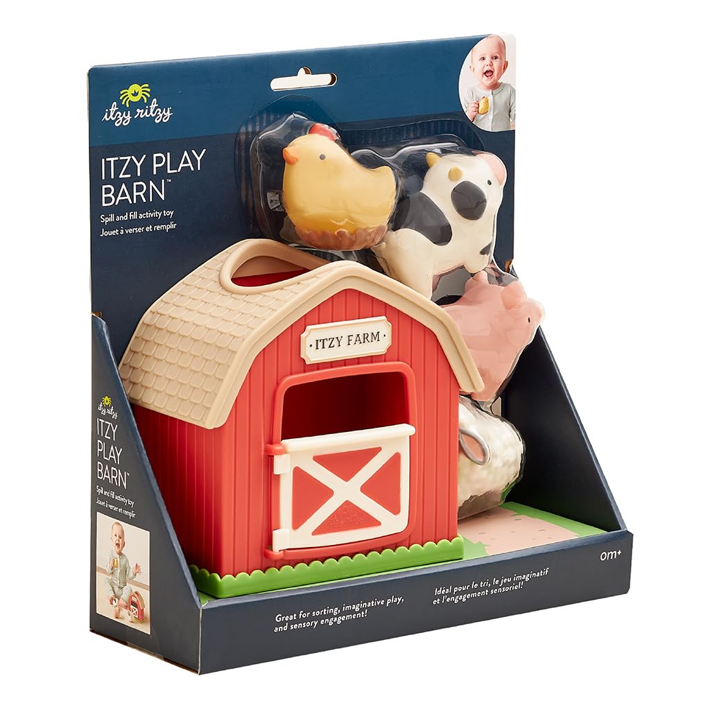 Itzy Ritzy Put & Take Activity Toy – Sensory Farm Set with 4 Squeezable Pieces for Infants & Toddlers