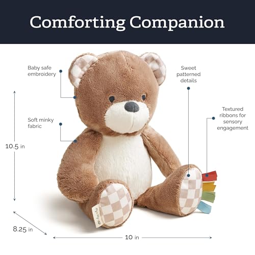 Itzy Ritzy Snuggles Plush Bear – Soft Sensory Toy with Ribbons for Newborns & Up