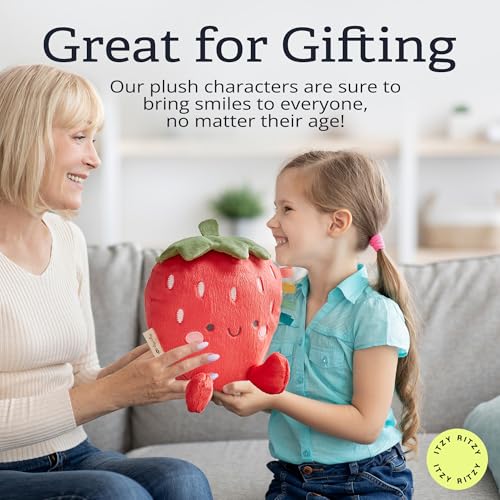 Itzy Ritzy Snuggles Plush Toy – Soft Strawberry Stuffed Animal with Sensory Ribbons for Babies & Up