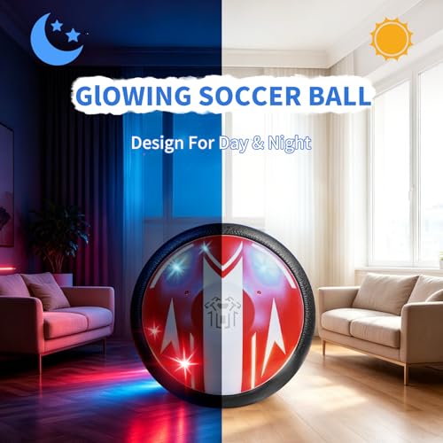 iuuoi Light-Up Hover Soccer Ball – Indoor Floating Football with LED Lights and Foam Bumper for Kids Ages 3-12, Fun Birthday Gift
