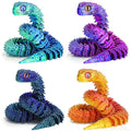 Ivrmtal 4-Pack 3D Printed Snake Toys – 12-Inch Flexible Fidget Snakes for Stress Relief and Decor