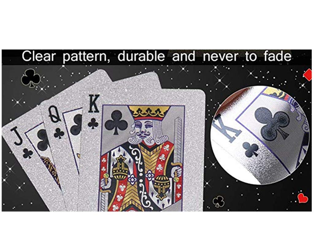 Ivymei 2 Pack Silver Foil Dragon Playing Cards – Waterproof PVC Poker Deck with High Flexibility