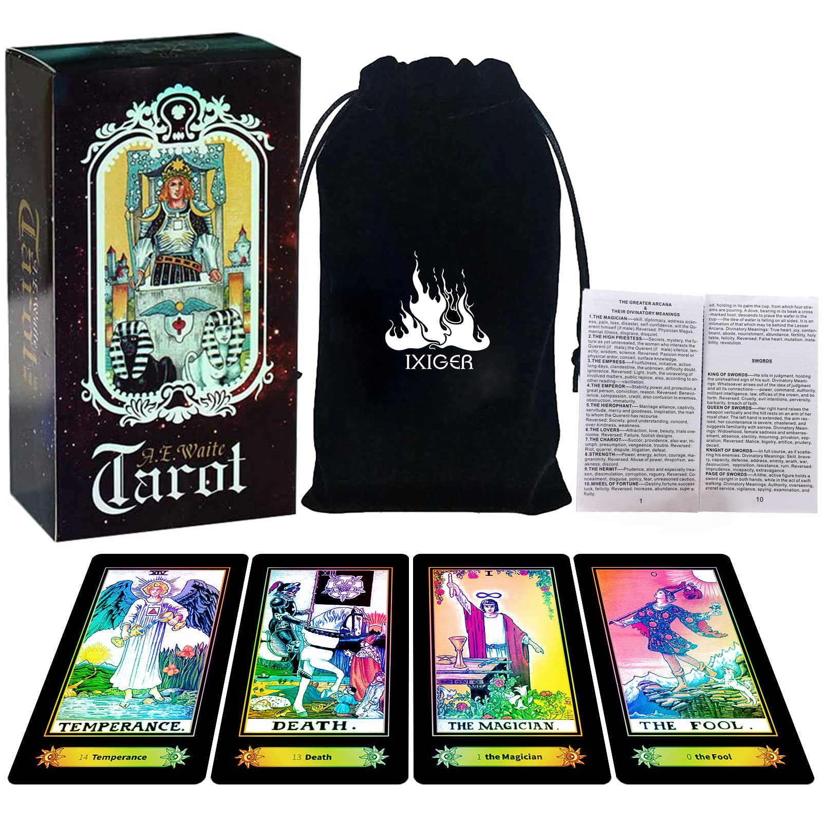IXIGER Tarot Cards 78 Deck with Guide Book and Gift Bag for Beginners & Experts
