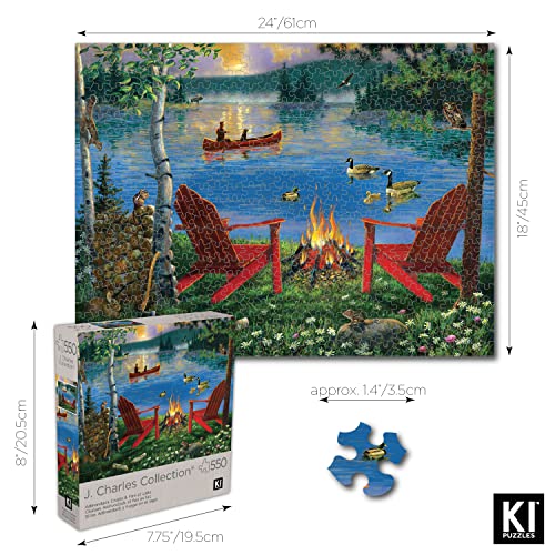 J. Charles 'Adirondack Chairs and Fire' 550-Piece Jigsaw Puzzle – 24x18 Inches, Intermediate