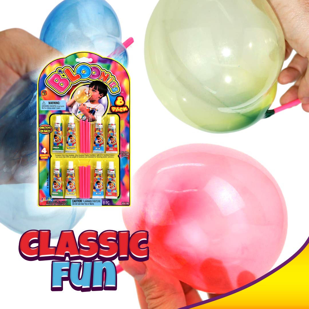 JA-RU B'loonies Plastic Balloon Variety 8 – 2 Packs with 16 Tubes, Straws & Sticker