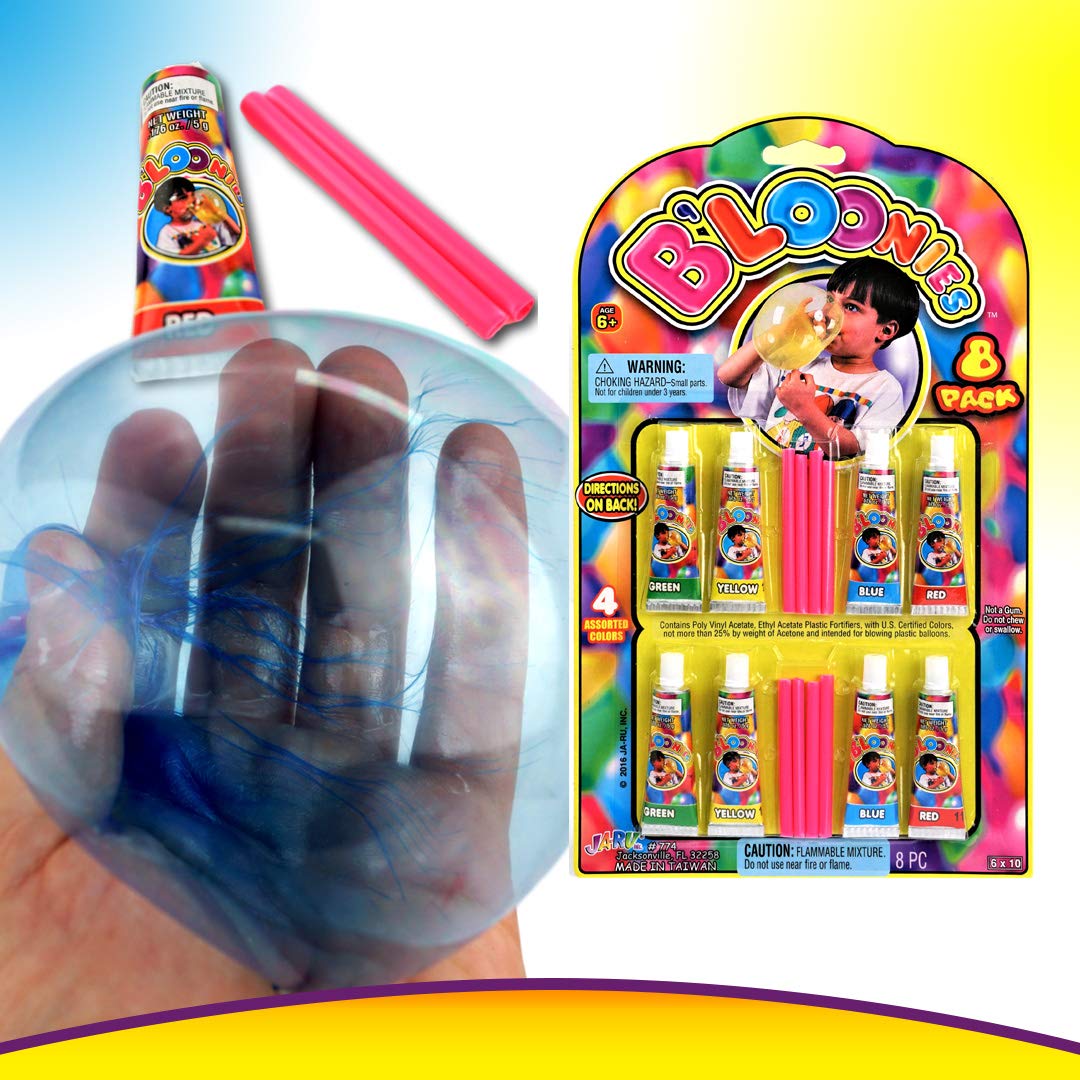 JA-RU B'loonies Plastic Balloon Variety 8 – 2 Packs with 16 Tubes, Straws & Sticker