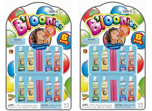 JA-RU B'loonies Plastic Balloon Variety 8 – 2 Packs with 16 Tubes, Straws & Sticker