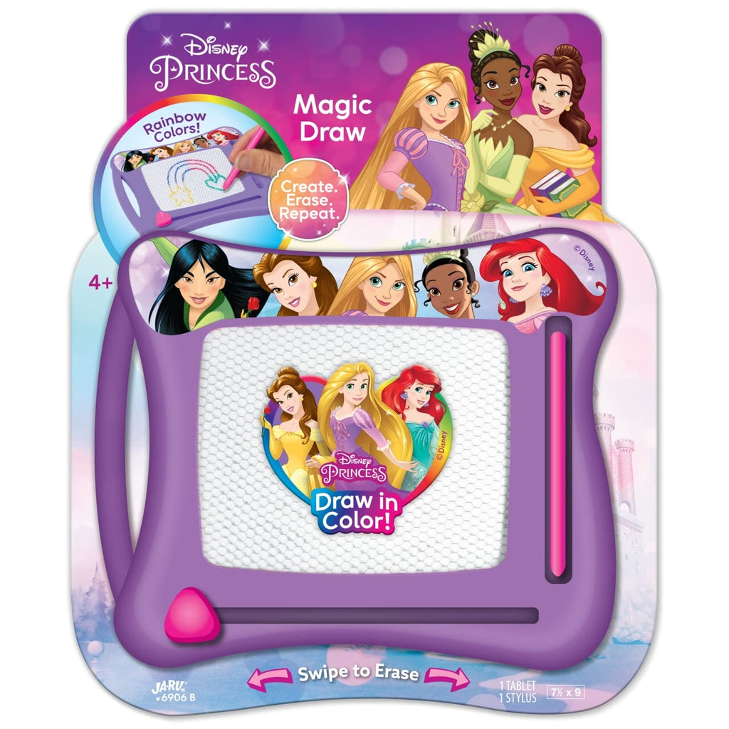 JA-RU Disney Princess Magic Draw Magnetic Drawing Pad – Mess-Free Doodle Board for Kids, Travel Toy with Stylus