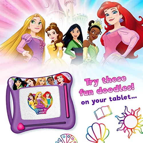 JA-RU Disney Princess Magic Draw Magnetic Drawing Pad – Mess-Free Doodle Board for Kids, Travel Toy with Stylus