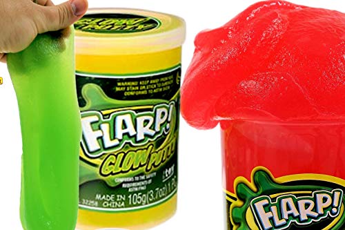 JA-RU Flarp Glow in the Dark Scented Noise Putty (3 Units) with Bouncy Ball, Neon Colors, Stress Relief Toy for Kids & Adults